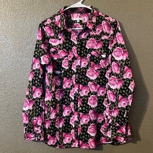 Tin Hail pink Roses western shirt